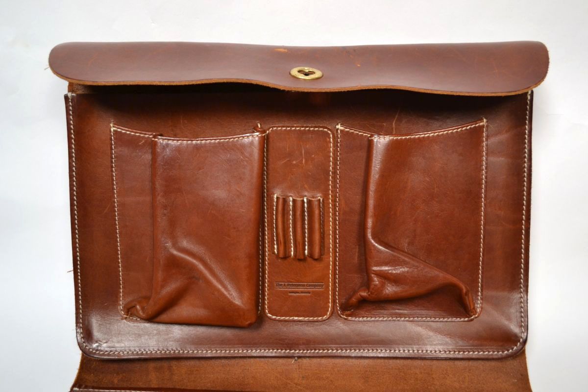 J PETERMAN CO. Brown VTG Leather Army Aircorp Satchel Briefcase Messenger Bag Styleforum