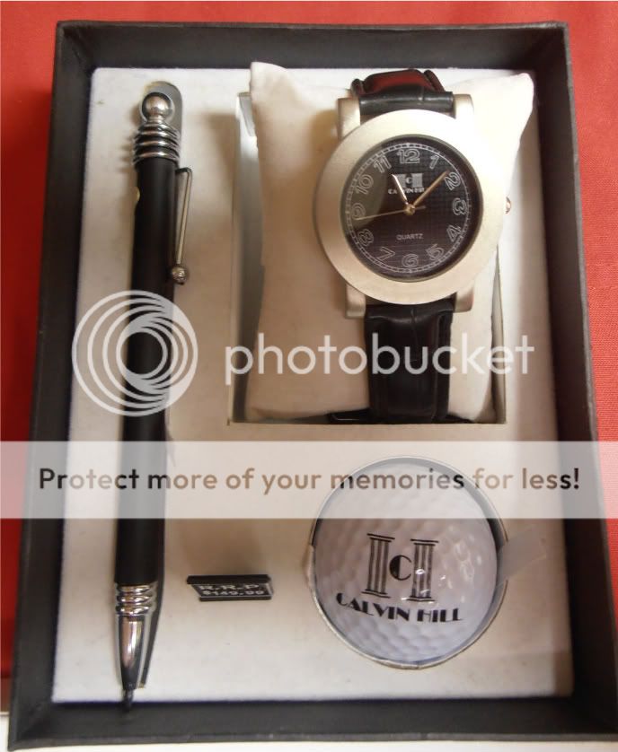 Calvin Hill Silver Watch Pen and Golf Ball GIft Set  