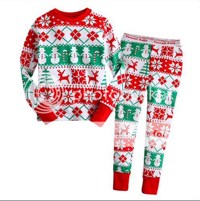 Girls Boys Kids Baby Toddler Xmas Christmas Pajamas Suits Sleepwear Snowflakes