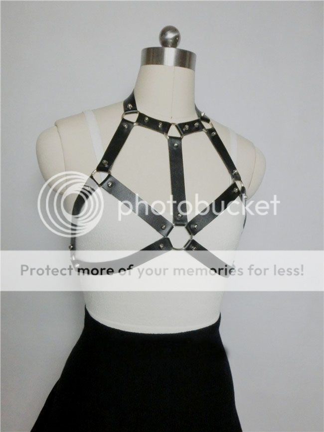 Handmade Faux Leather Harness Bra Chest Top Sculpting Body Bondage Cage ...