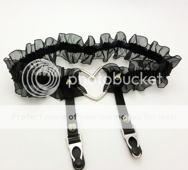 100% Handmade Sweet Heart Large Big Spike Lace Leather Wedding Garter ...