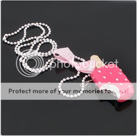 Super Lovely New Candy Pink Strawberry Ice Cream Chain Necklace Girl