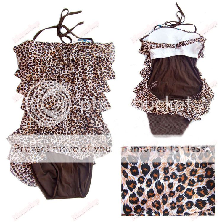   Swimsuit Leopard Print Swimwear Monokini Bathing suit M L XL  