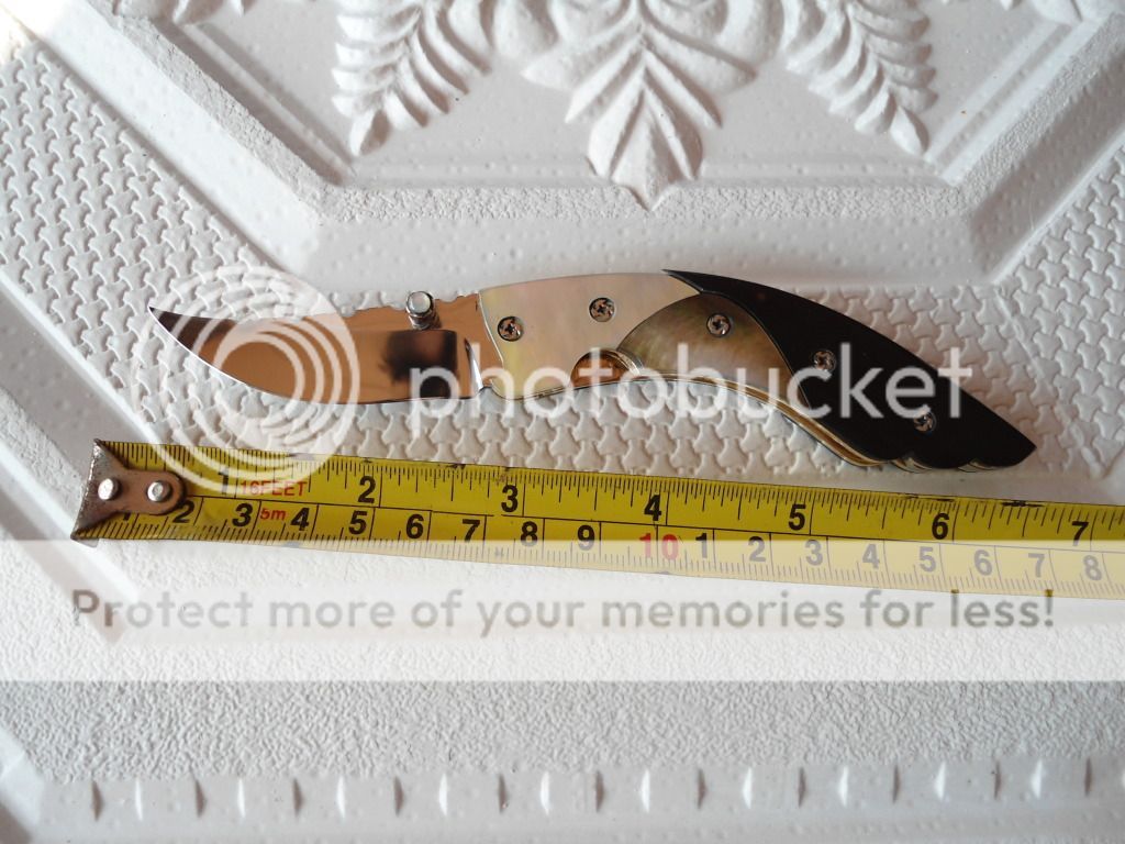 HANDMADE CUSTOM FOLDING KNIFE BUFFALO HORN PEARL MOP  