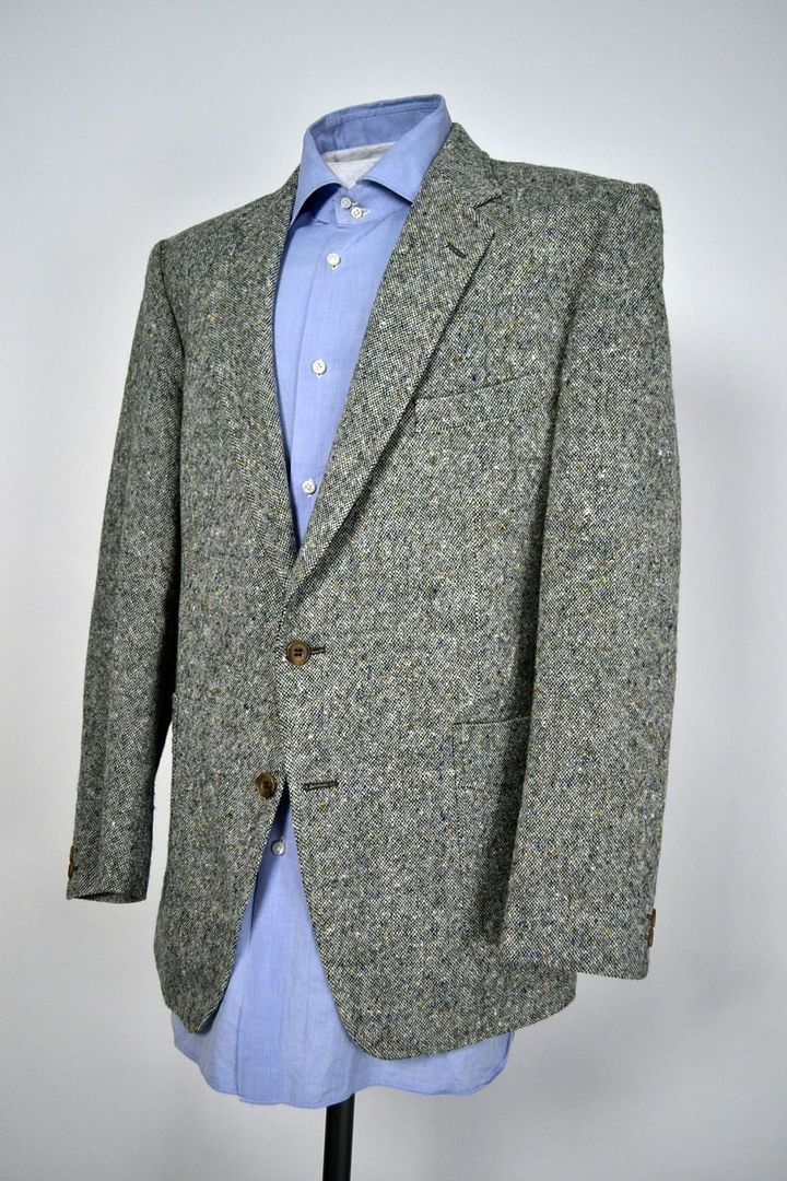 DONEGAL TWEED Magee Green ENGLAND Dual Vent Blazer Sport Coat Jacket ...