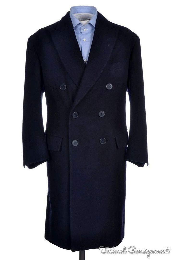 ANDERSON & SHEPPARD Savile Row Navy Blue DB Wool Overcoat 2009 Bespoke ...
