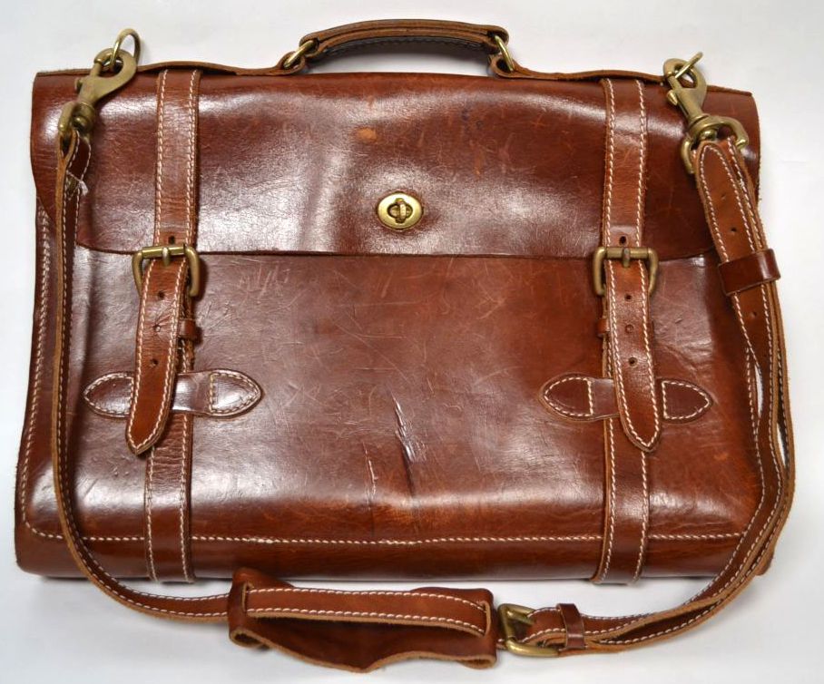 J PETERMAN CO. Brown VTG Leather Army Aircorp Satchel Briefcase ...