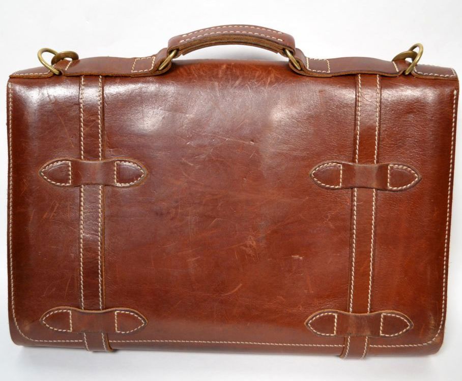 J PETERMAN CO. Brown VTG Leather Army Aircorp Satchel Briefcase
