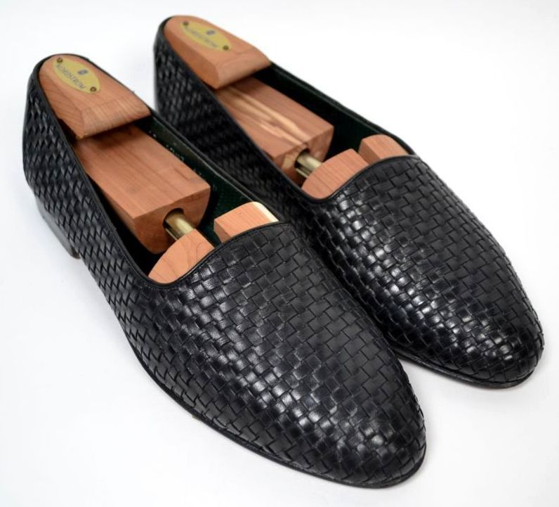 GUCCI Black Fully Woven Leather Mens AMAZING Casual Dress Loafers 43.5 ...
