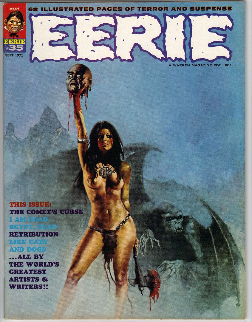 Here are scans of five more of my Eerie magazines 