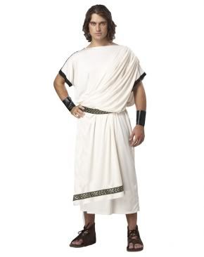 Mens Adult Deluxe White Classic Toga Roman Tunic Costume | eBay
