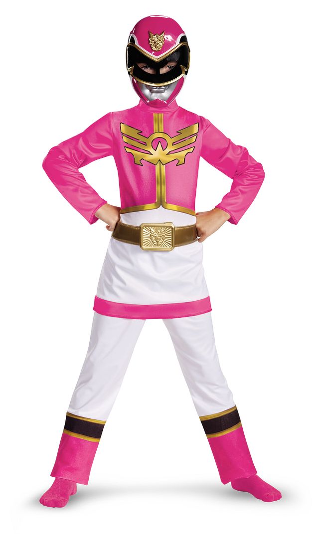 Girls Child Sabans Power Rangers MegaForce Pink Ranger Suit Costume ...