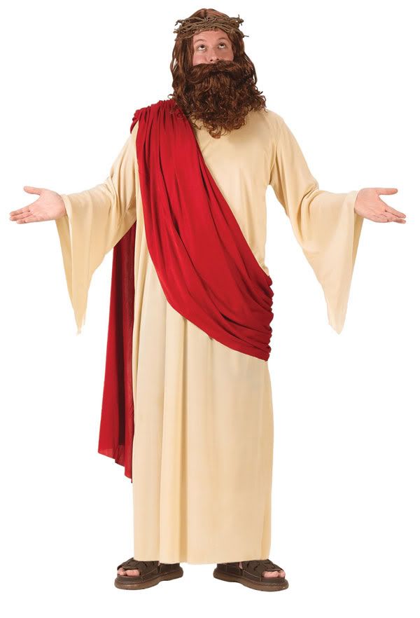 Mens Adult Biblical Times Jesus Religious Robe Costume with Beard & Wig ...