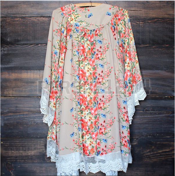 Retro Boho Floral Lace Cardigan Hippie Kimono Coat Blouse Cape Blazer ...